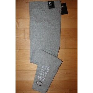 NWT‎ NIKE Women's Athletic Varsity Workout Logo Leggings Pants Gray